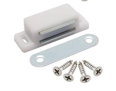 Dveřní nábytkový magnet, bílý, magnetický zámek