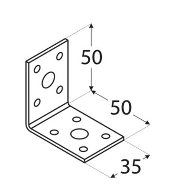 Úhelník spojovací 50 x 50 x 35 x 2,5 mm, KL 1 - 2