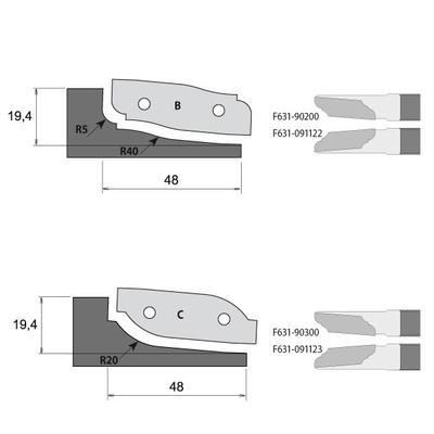 IGM F631 Výplňová fréza MEC - Profil A, D160x20 d30mm Z2 spodní ALU - 2