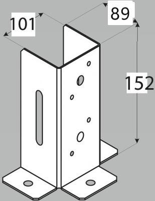 Patka sloupku čtvercová otevřená 101 x 152 x 2 mm PSP DX 100 - 2
